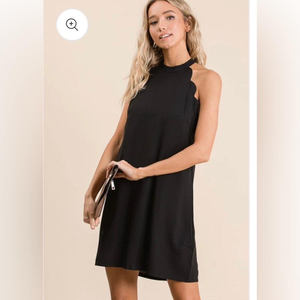 Vanilla Bay scalloped edge halter dress